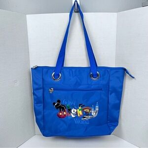 Vintage Walt Disney World Nylon Tote with Embroidered Character Spelllout; WDW
